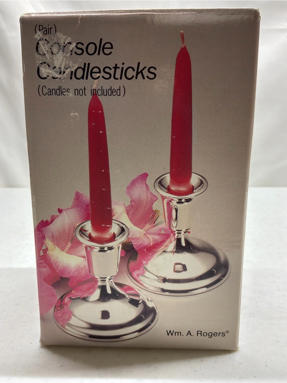 Vintage Pair of William A Rogers Silverplated Candle Stick Holders in Open Box